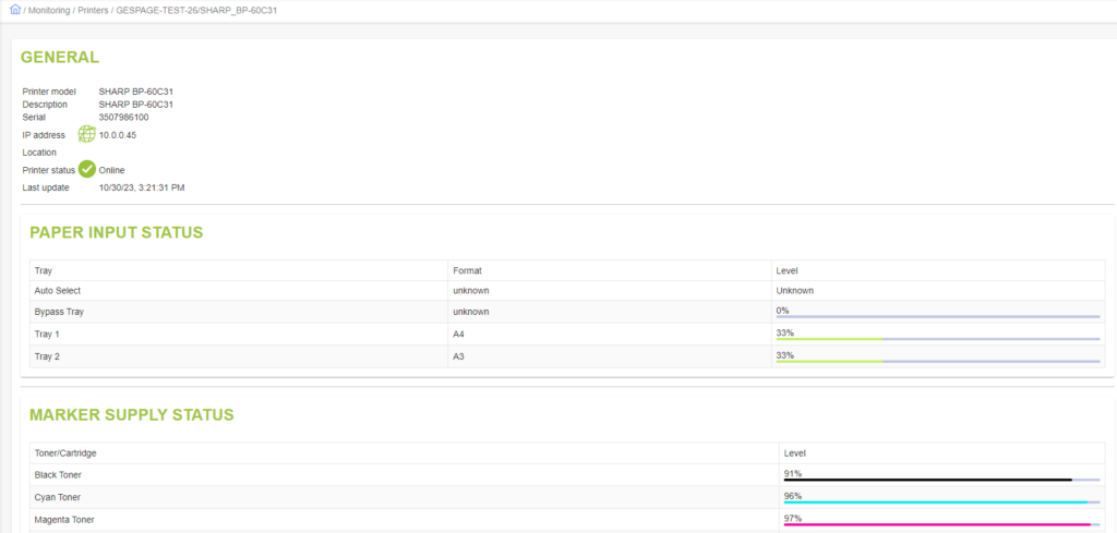 MFP & Printers monitoring 2 • Gespage