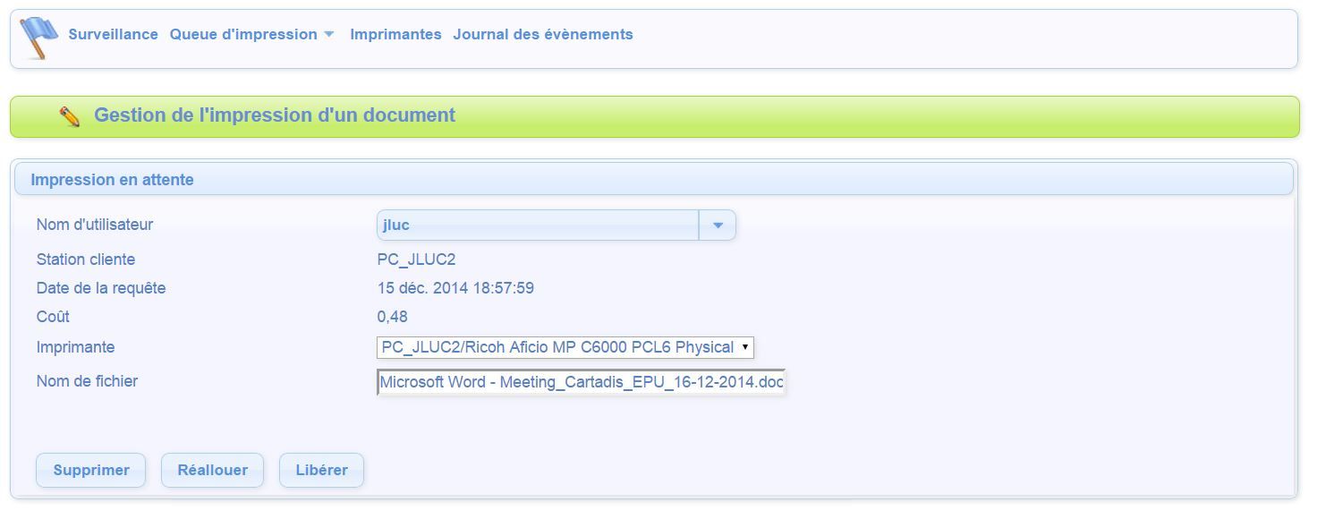Outil de surveillance Gespage