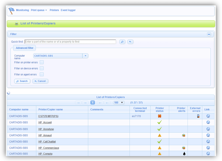 MFP & Printers monitoring